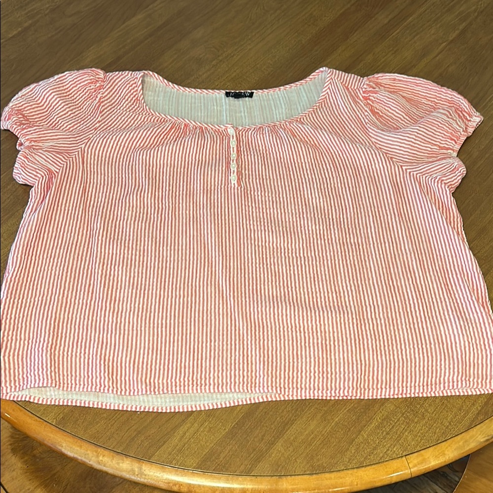 J. Crew Red and White Striped Top
